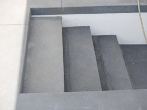 Graphite oxide boxed, poured, stripped and faced stairs
