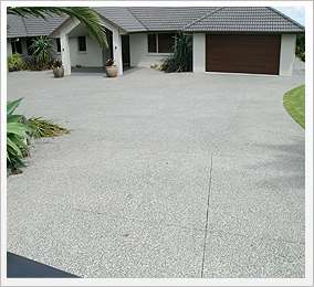 Exposed concrete driveway